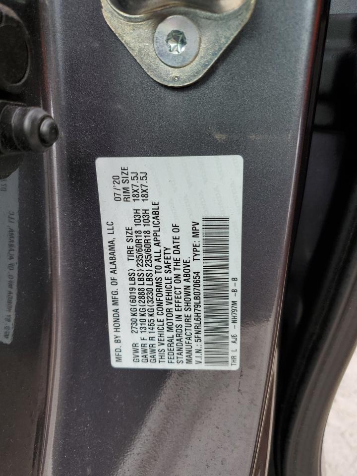 2020 Honda Odyssey VIN 5FNRL6H79LB070654 Copart auction photo, rear end damage thumbnail 13