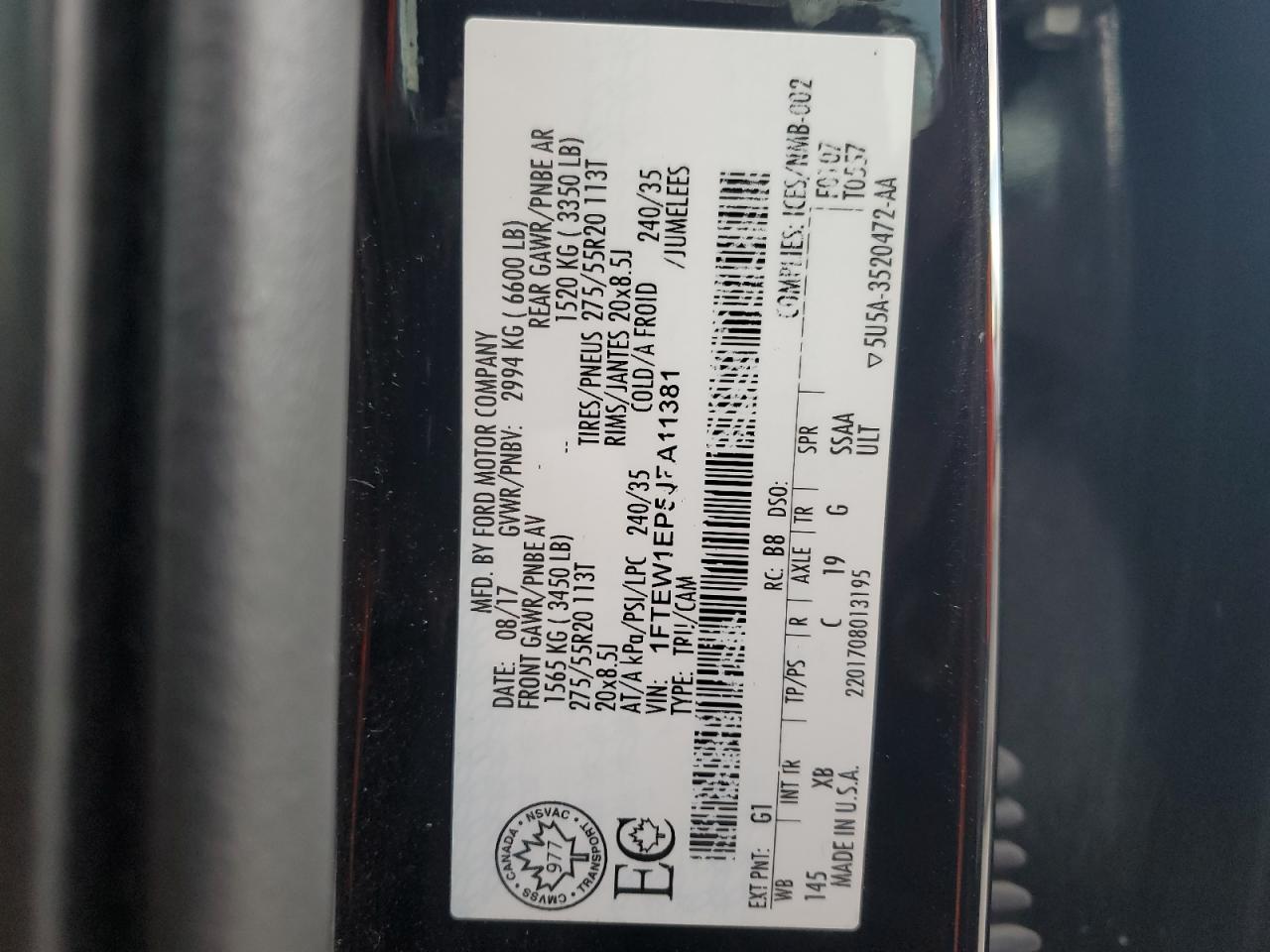 2018 Ford F-150 VIN 1FTEW1EP5JFA11381 Copart auction photo, front end damage thumbnail 14