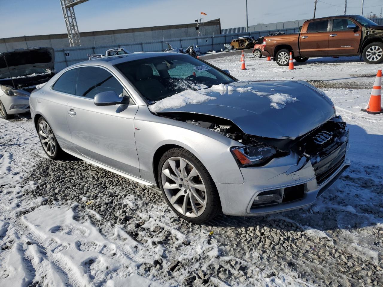 2015 Audi A5 VIN WAUMFAFR9FA059284 Copart auction photo, front end damage thumbnail 4