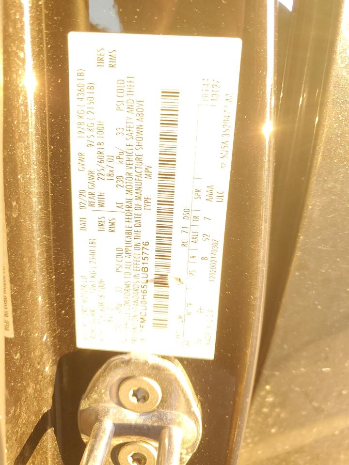 2020 Ford Escape VIN 1FMCU0H65LUB15776 Copart auction photo, front end damage thumbnail 13