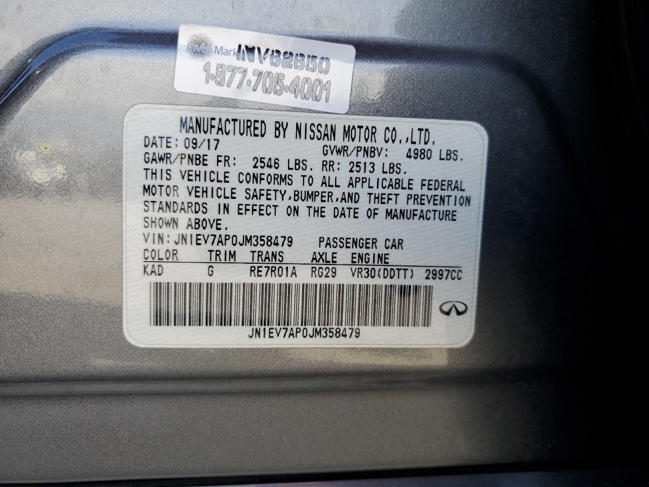 2018 Infiniti Q50 VIN JN1EV7AP0JM358479 Copart auction photo, undercarriage damage thumbnail 14