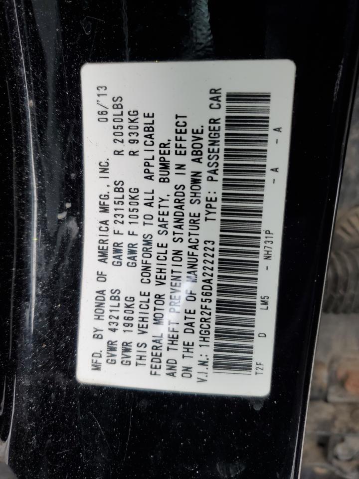 2013 Honda Accord VIN 1HGCR2F56DA222223 Copart auction photo, front end damage thumbnail 12