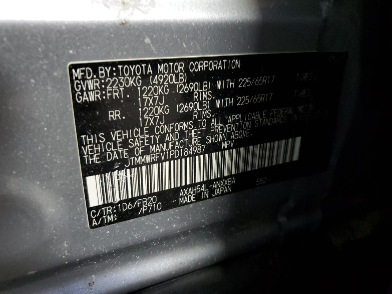 2023 Toyota RAV 4 VIN JTMMWRFV1PD184987 Copart auction photo, front end / side damage thumbnail 14