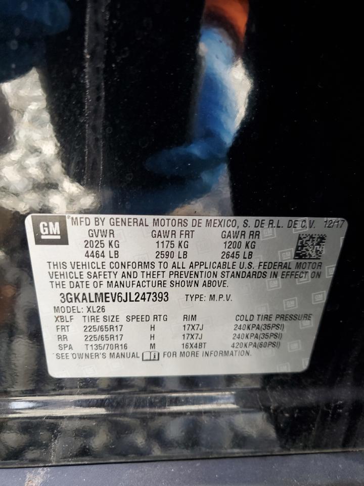 2018 GMC Terrain VIN 3GKALMEV6JL247393 Copart auction photo, front end damage thumbnail 14