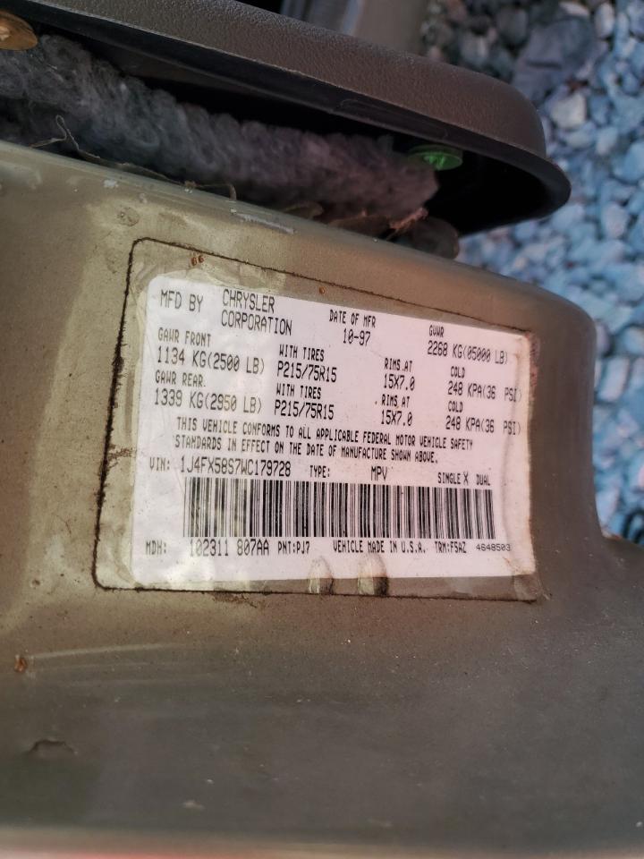 1998 Jeep Grand Cherokee VIN 1J4FX58S7WC179728 Copart auction photo, mechanical damage thumbnail 13
