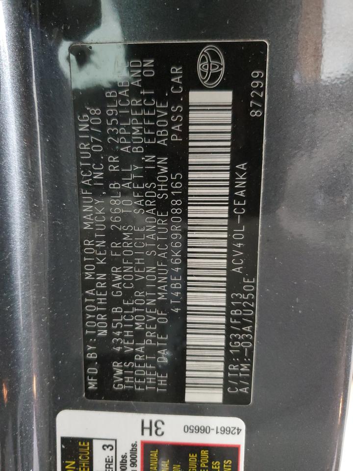 2009 Toyota Camry VIN 4T4BE46K69R088165 Copart auction photo, rear end / front end damage thumbnail 13