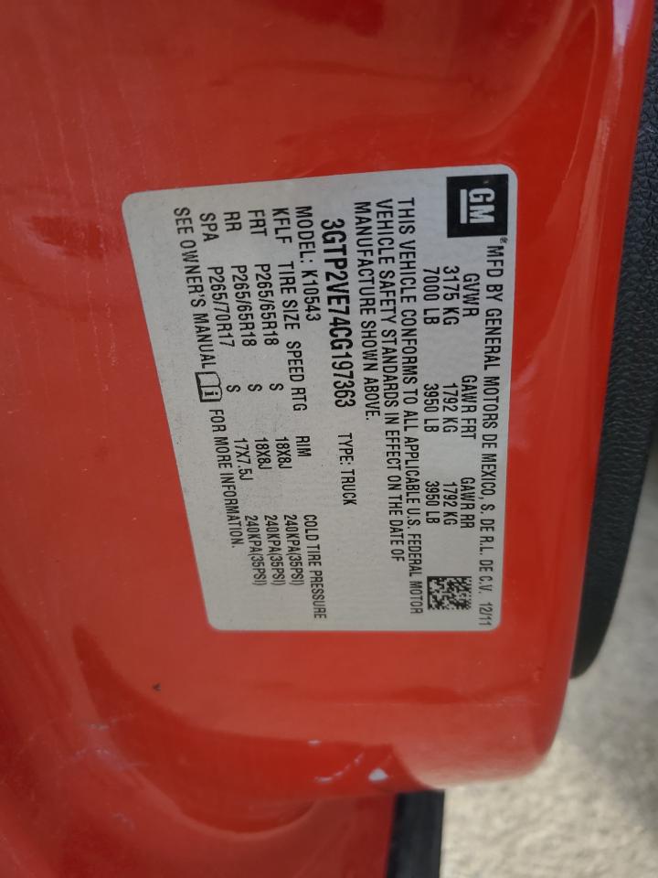 2012 GMC Sierra VIN 3GTP2VE74CG197363 Copart auction photo, all over damage thumbnail 12