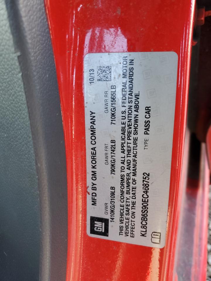 2014 Chevrolet Spark VIN KL8CB6S90EC468752 Copart auction photo, front end damage thumbnail 15