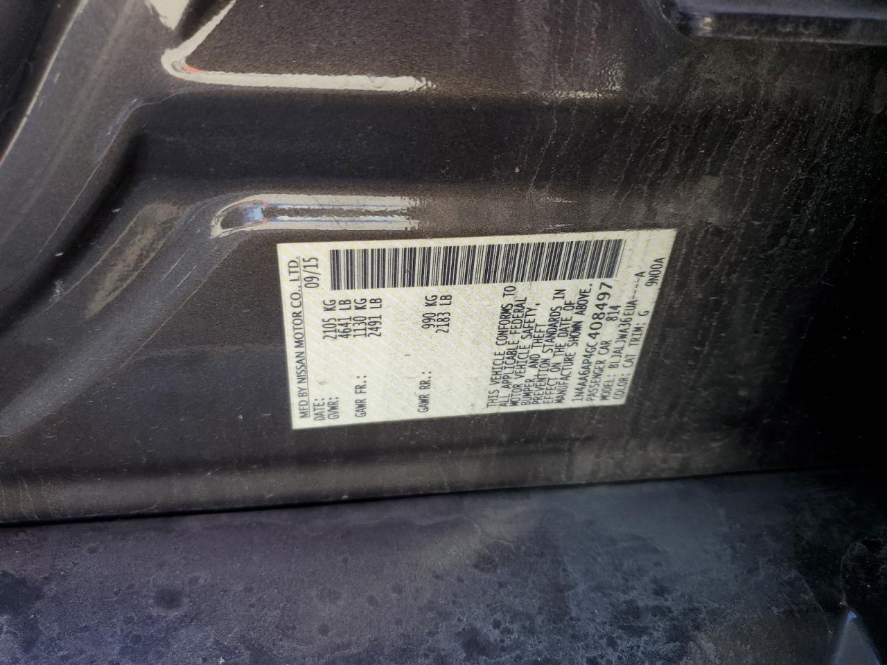 2016 Nissan Maxima VIN 1N4AA6AP4GC408497 Copart auction photo, front end damage thumbnail 14