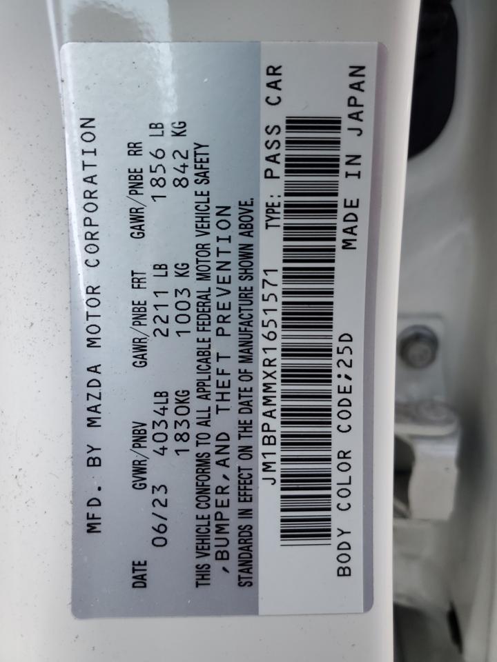 2024 Mazda 3 VIN JM1BPAMMXR1651571 Copart auction photo, stripped damage thumbnail 13