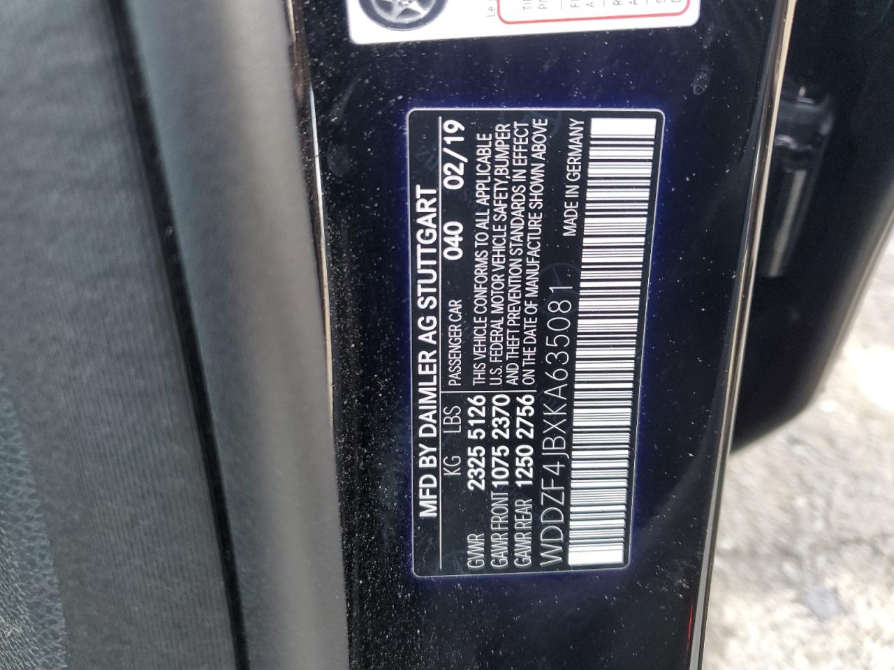 2019 Mercedes-Benz E-klasse VIN WDDZF4JBXKA635081 Copart auction photo, front end damage thumbnail 15