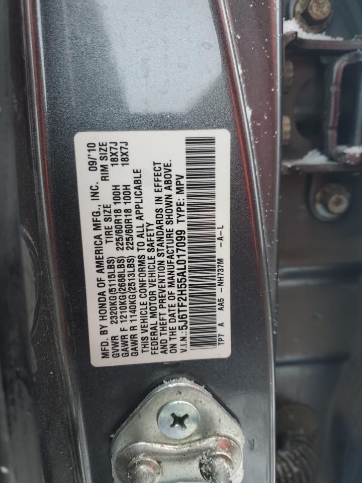 2010 Honda Accord VIN 5J6TF2H55AL017099 Copart auction photo, side damage thumbnail 12