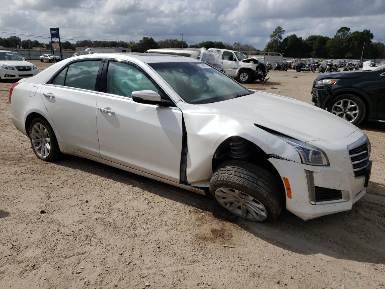 2015 Cadillac CTS VIN 1G6AX5SX4F0108656 Copart auction photo, front end / side damage thumbnail 4