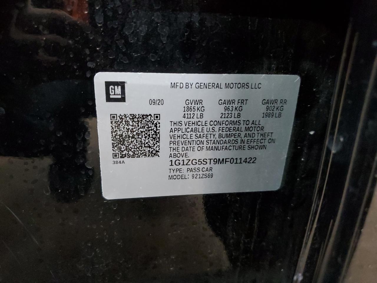 2021 Chevrolet Malibu VIN 1G1ZG5ST9MF011422 Copart auction photo, all over damage thumbnail 13