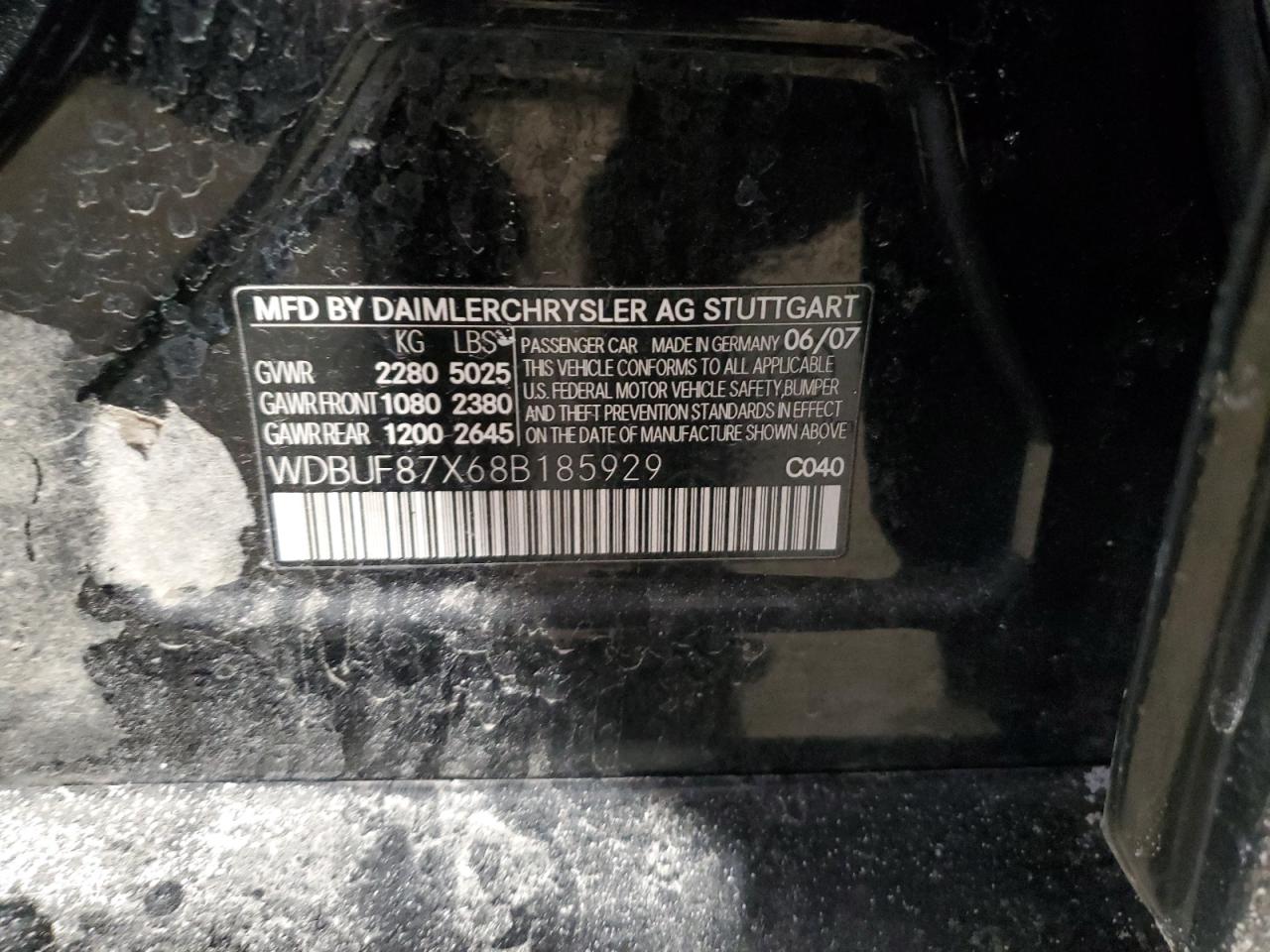 2008 Mercedes-Benz E-klasse VIN WDBUF87X68B185929 Copart auction photo, front end / minor dent/scratches damage thumbnail 14