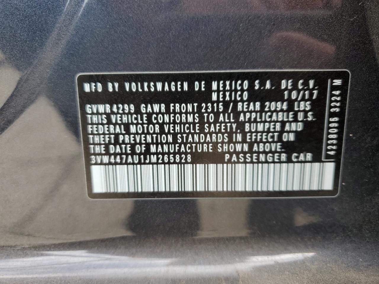 2018 Volkswagen GTI VIN 3VW447AU1JM265828 Copart auction photo, mechanical damage thumbnail 12