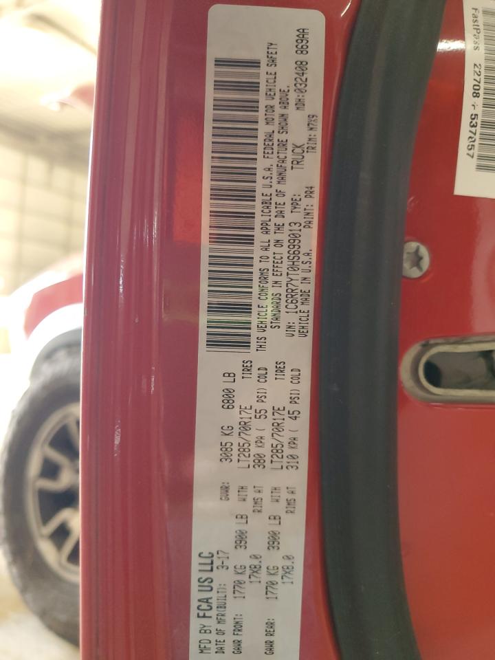 2017 RAM 1500 VIN 1C6RR7YT0HS699013 Copart auction photo, front end damage thumbnail 12