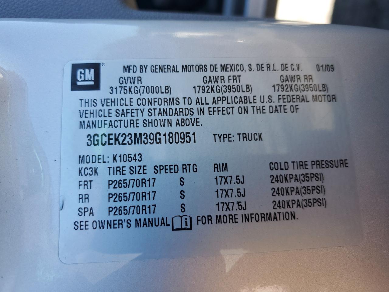 2009 Chevrolet Silverado VIN 3GCEK23M39G180951 Copart auction photo, side damage thumbnail 12