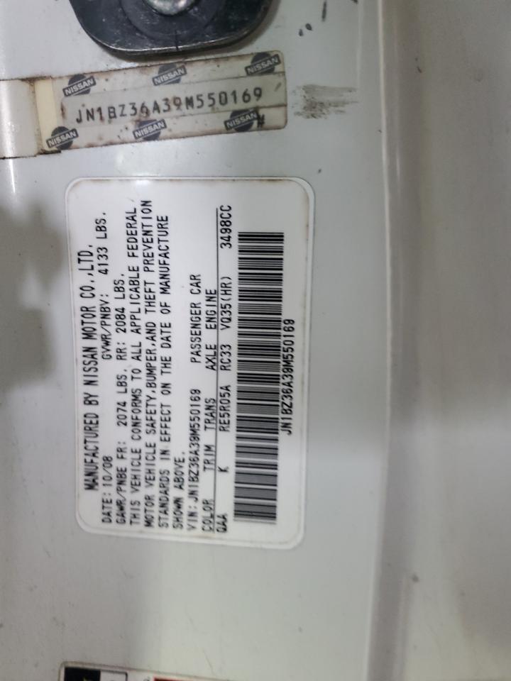2009 Nissan 350Z VIN JN1BZ36A39M550169 Copart auction photo, side / top/roof damage thumbnail 12