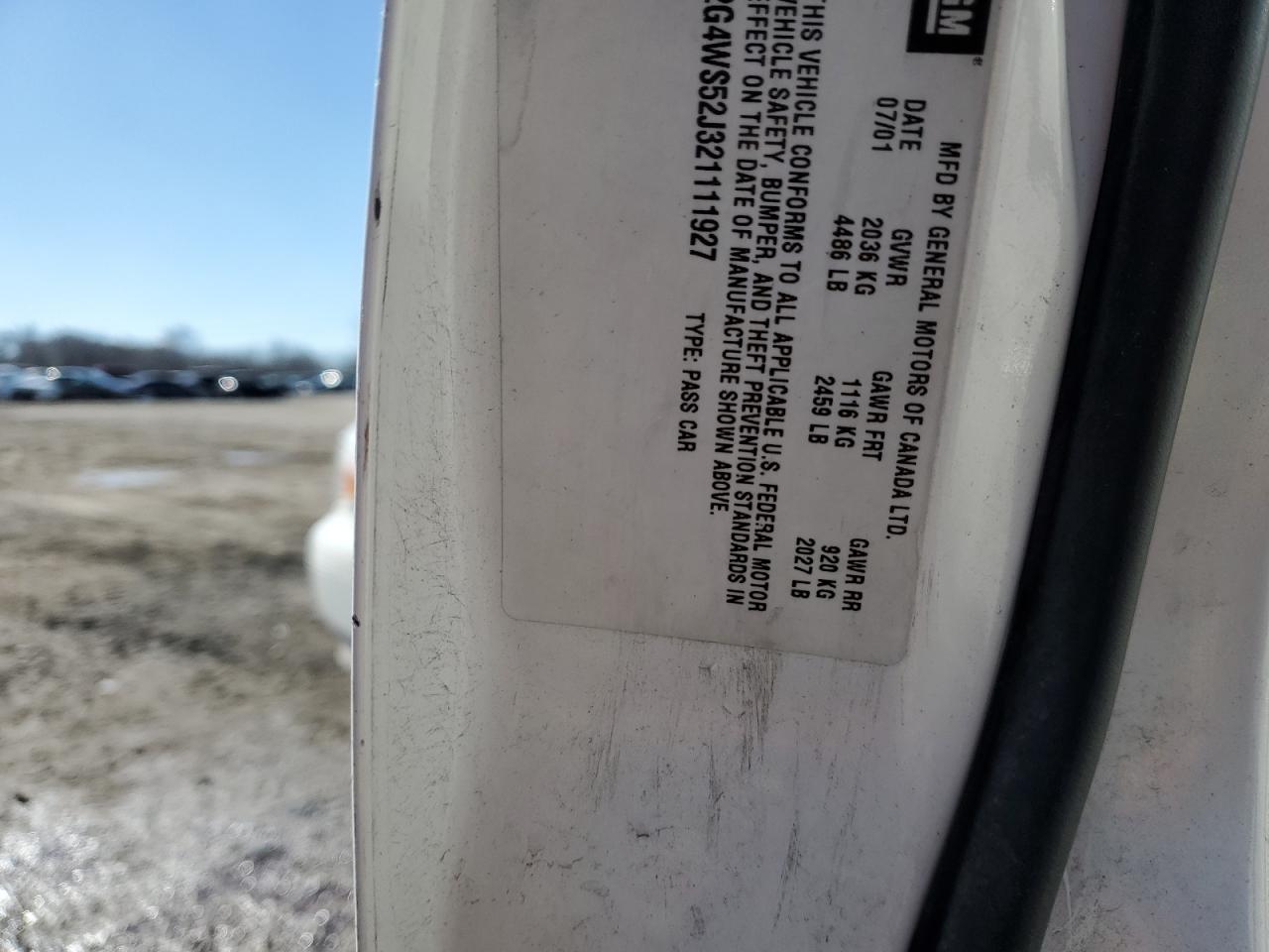2002 Buick Century VIN 2G4WS52J321111927 Copart auction photo, all over damage thumbnail 13