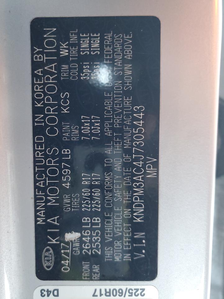 2018 KIA Sportage VIN KNDPM3AC4J7305443 Copart auction photo, vandalism damage thumbnail 13