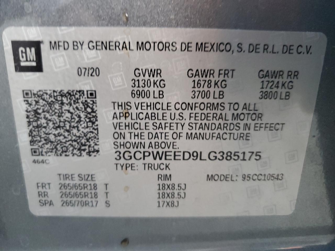 2020 Chevrolet Silverado VIN 3GCPWEED9LG385175 Copart auction photo, front end damage thumbnail 14