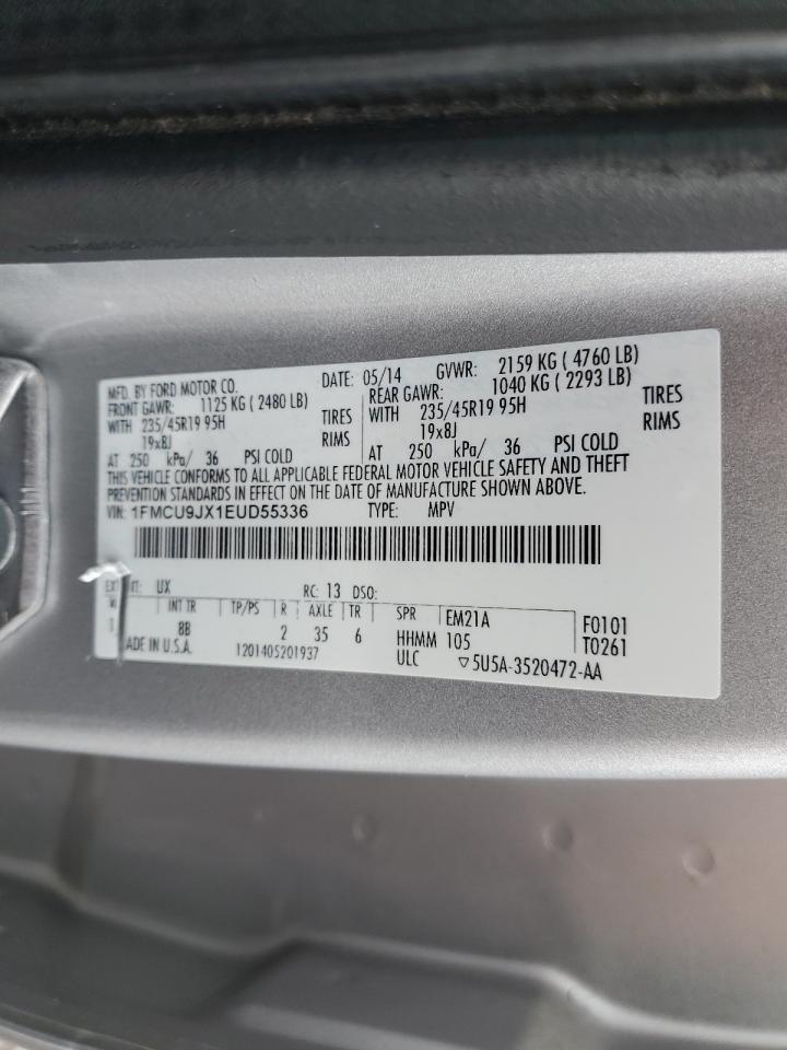 2014 Ford Escape VIN 1FMCU9JX1EUD55336 Copart auction photo, mechanical / normal wear damage thumbnail 13