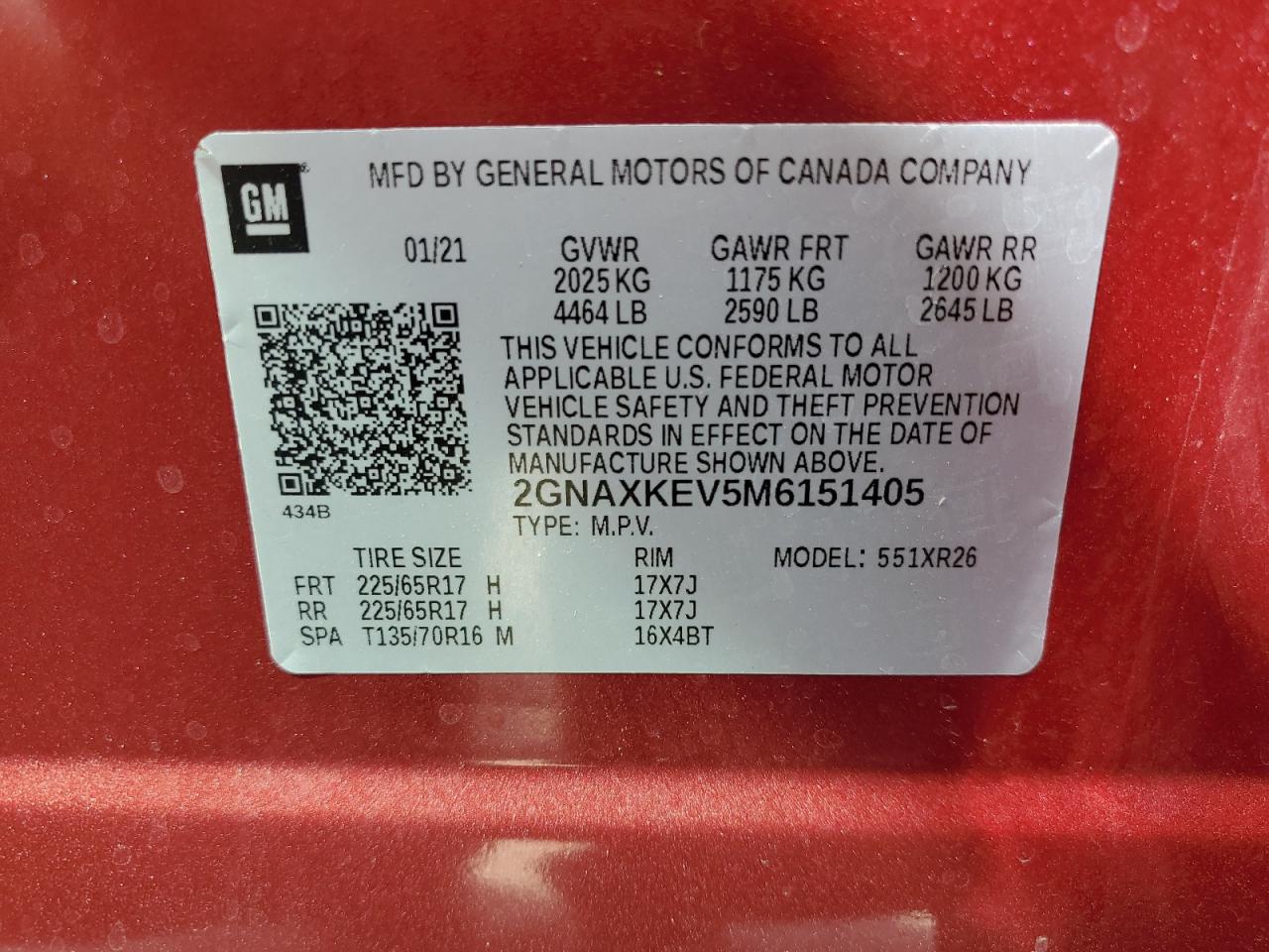 2021 Chevrolet Equinox VIN 2GNAXKEV5M6151405 Copart auction photo, front end / side damage thumbnail 14