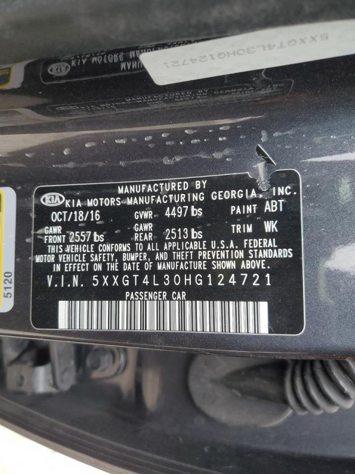 2017 KIA Optima VIN 5XXGT4L30HG124721 Copart auction photo, front end damage thumbnail 15