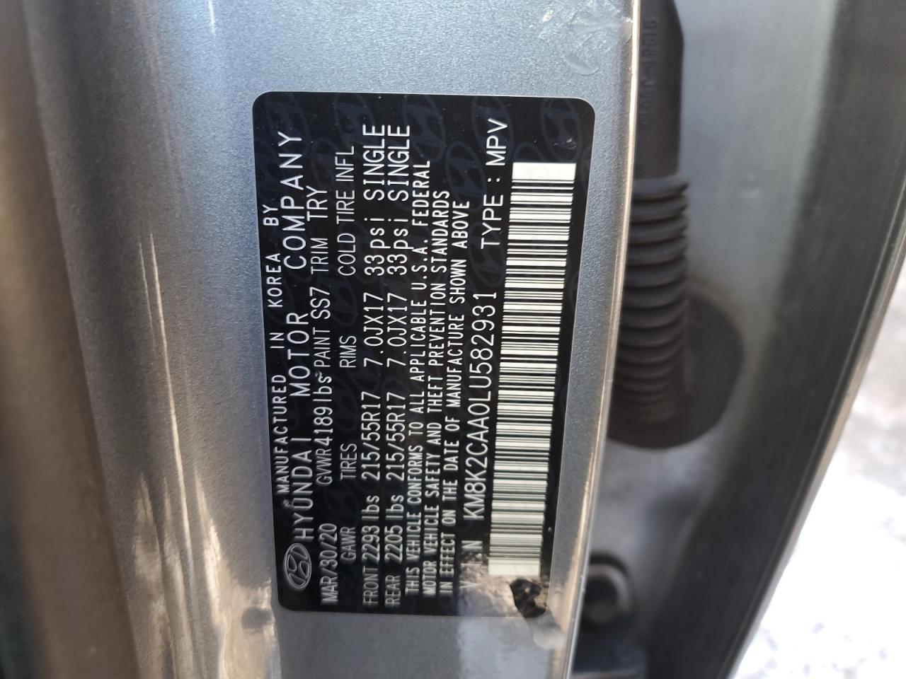 2020 Hyundai Kona VIN KM8K2CAA0LU582931 Copart auction photo, front end / minor dent/scratches damage thumbnail 16