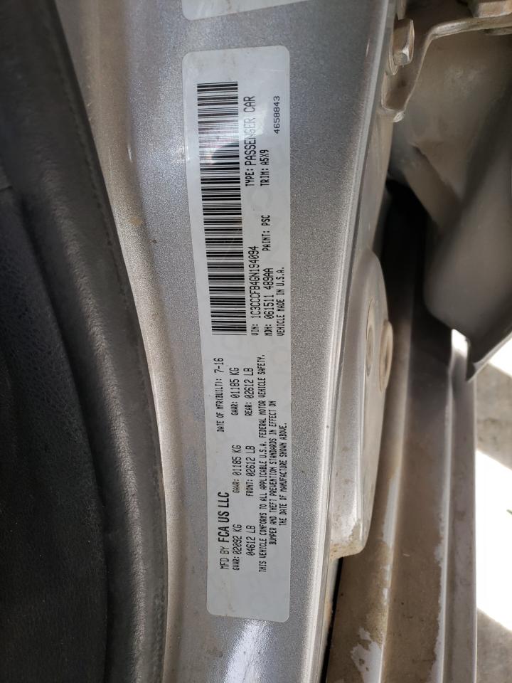 2016 Chrysler 200 VIN 1C3CCCFB4GN194094 Copart auction photo, front end / hail damage thumbnail 12