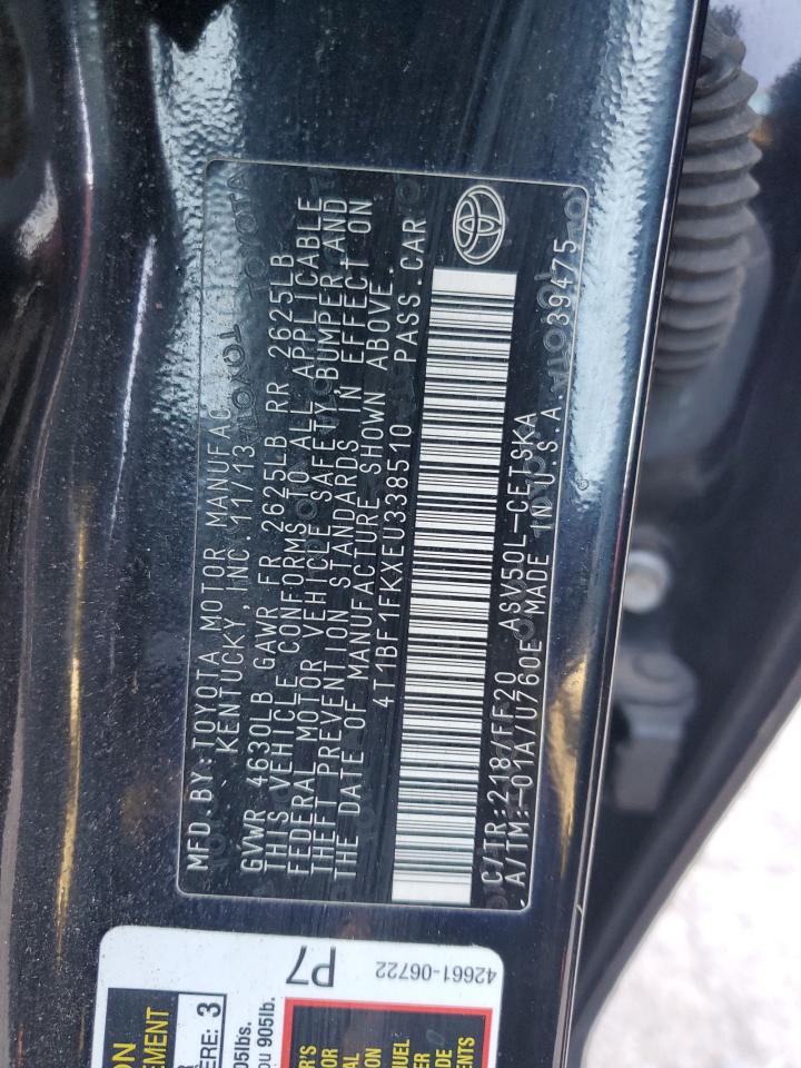 2014 Toyota Camry VIN 4T1BF1FKXEU338510 Copart auction photo, front end damage thumbnail 12