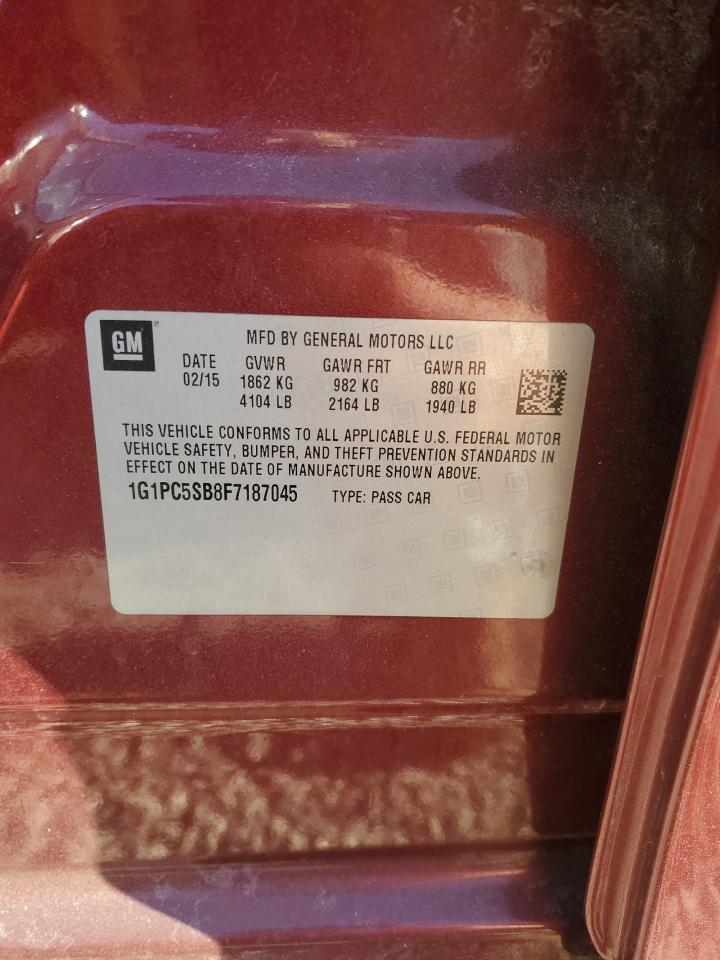 2015 Chevrolet Cruze VIN 1G1PC5SB8F7187045 Copart auction photo, rear end damage thumbnail 12