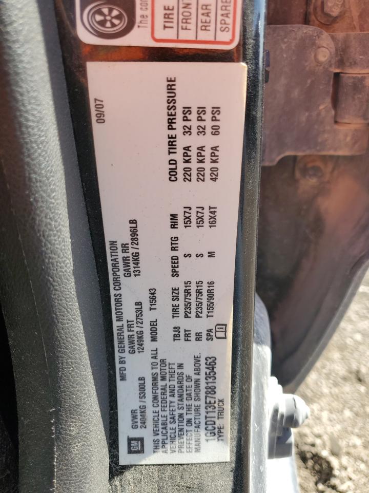 2008 Chevrolet Colorado VIN 1GCDT13E788135463 Copart auction photo, minor dent/scratches damage thumbnail 12