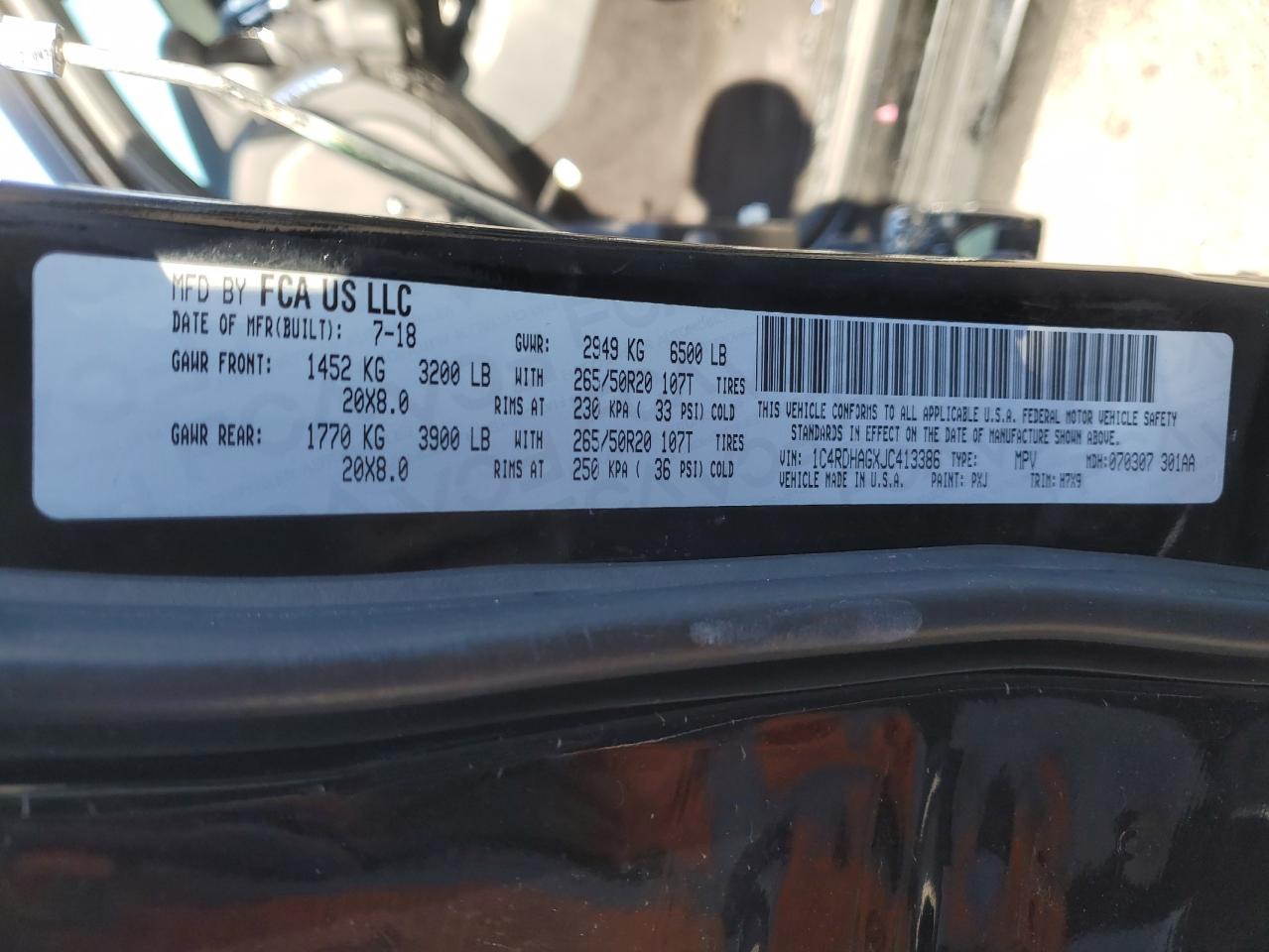 2018 Dodge Durango VIN 1C4RDHAGXJC413386 Copart auction photo, vandalism / all over damage thumbnail 14