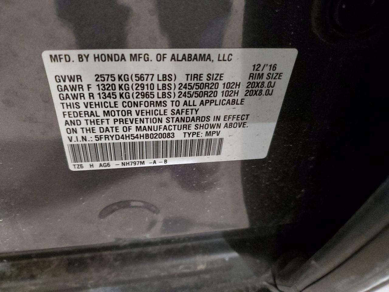 2017 Acura MDX VIN 5FRYD4H54HB020083 Copart auction photo, rear end / minor dent/scratches damage thumbnail 13