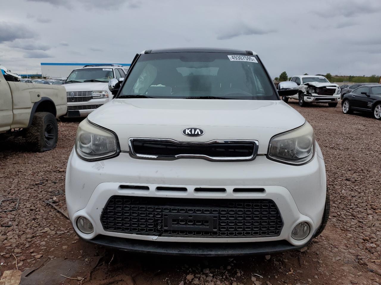 2015 KIA Soul VIN KNDJX3A5XF7208334 Copart auction photo, side / front end damage thumbnail 5