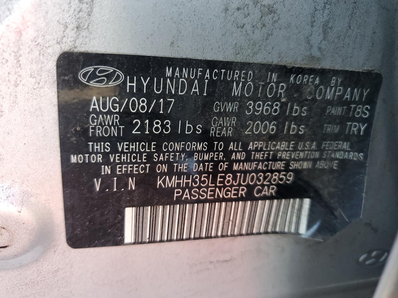 2018 Hyundai Elantra VIN KMHH35LE8JU032859 Copart auction photo, front end / side damage thumbnail 15