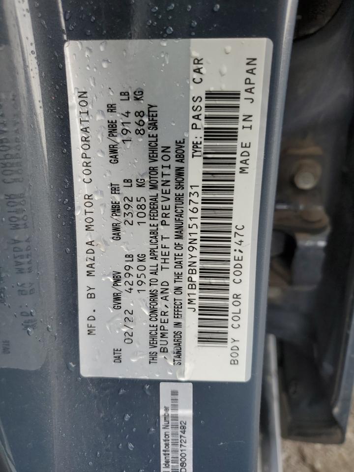 2022 Mazda 3 VIN JM1BPBNY9N1516731 Copart auction photo, front end damage thumbnail 15