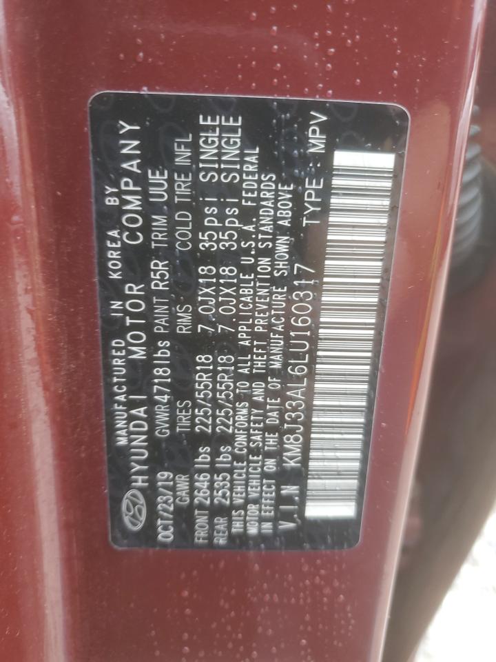 2020 Hyundai Tucson VIN KM8J33AL6LU160317 Copart auction photo, front end / mechanical damage thumbnail 16