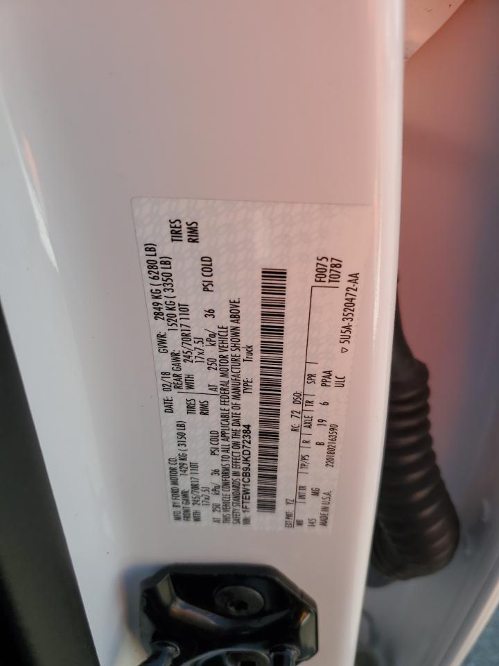 2018 Ford F-150 VIN 1FTEW1CB9JKD72384 Copart auction photo, rear end damage thumbnail 14