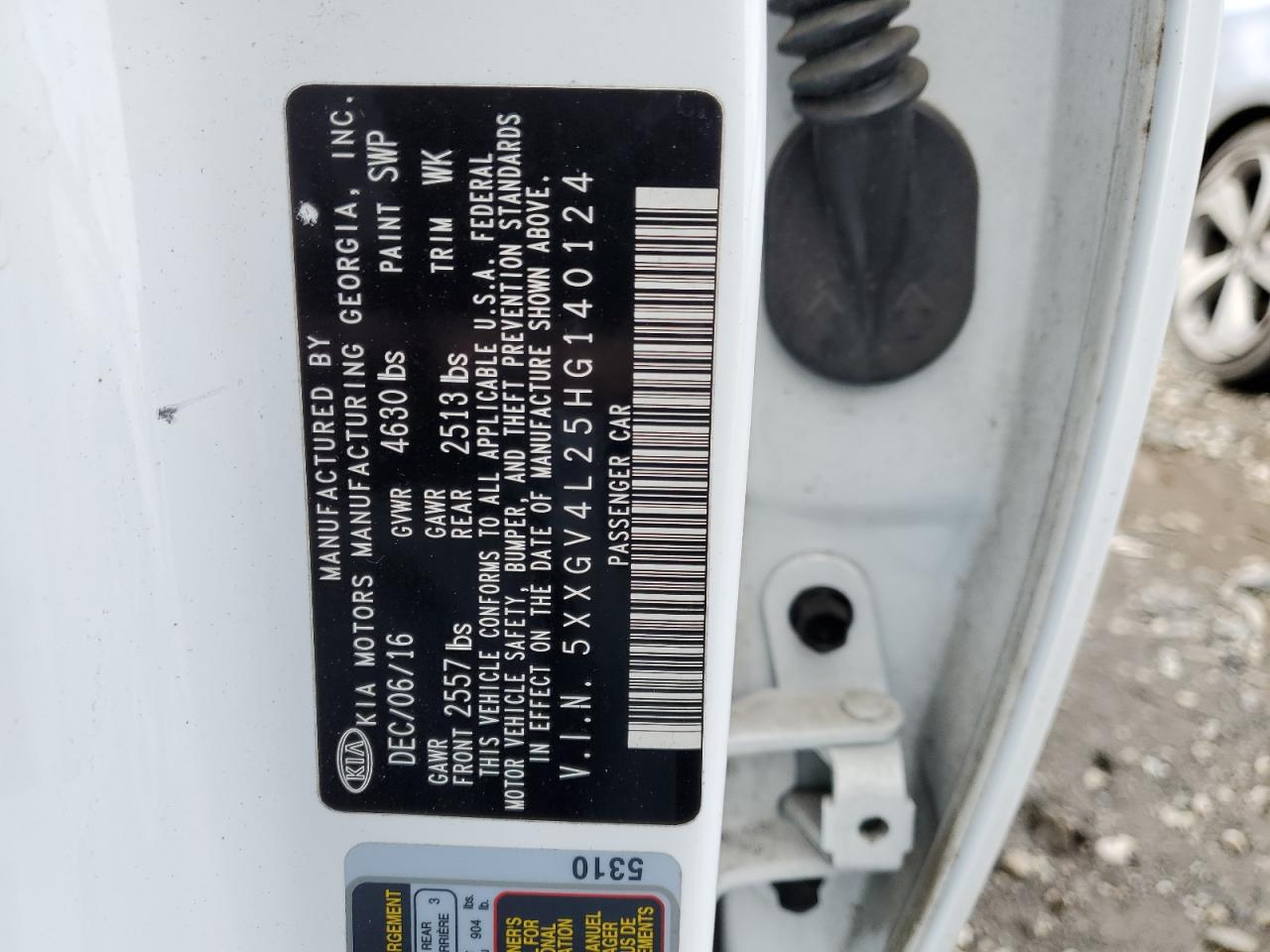 2017 KIA Optima VIN 5XXGV4L25HG140124 Copart auction photo, front end / undercarriage damage thumbnail 12