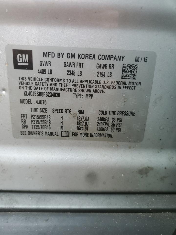 2015 Buick Encore VIN KL4CJESB8FB234030 Copart auction photo, minor dent/scratches damage thumbnail 13