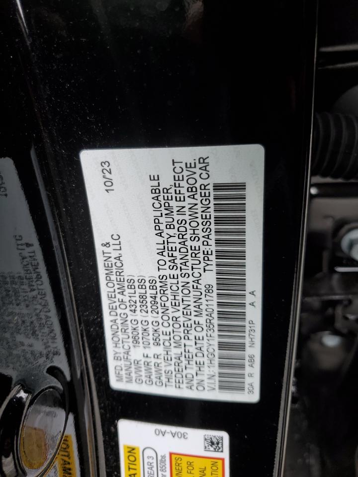 2024 Honda Accord VIN 1HGCY1F35RA011789 Copart auction photo, all over / undercarriage damage thumbnail 14