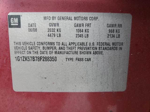 2008 Chevrolet Malibu VIN 1G1ZK57B78F288350 Copart auction photo, front end damage thumbnail 12
