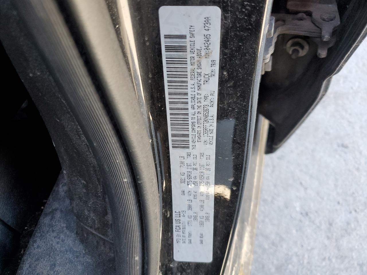 2019 RAM 1500 VIN 1C6SRFFT2KN852673 Copart auction photo, water/flood / front end damage thumbnail 13