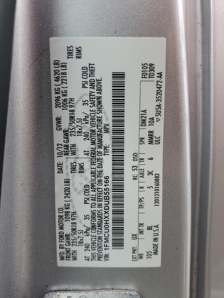 2013 Ford Escape VIN 1FMCU0HXXDUB55166 Copart auction photo, front end damage thumbnail 16