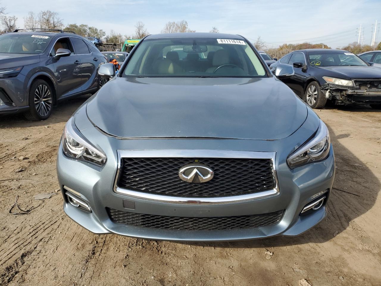 2014 Infiniti Q50 VIN JN1BV7AR8EM694617 Copart auction photo, side / rear end damage thumbnail 5