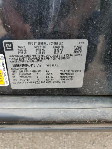 2013 Chevrolet Traverse VIN 1GNKVJKD4DJ157019 Copart auction photo, hail / minor dent/scratches damage thumbnail 13