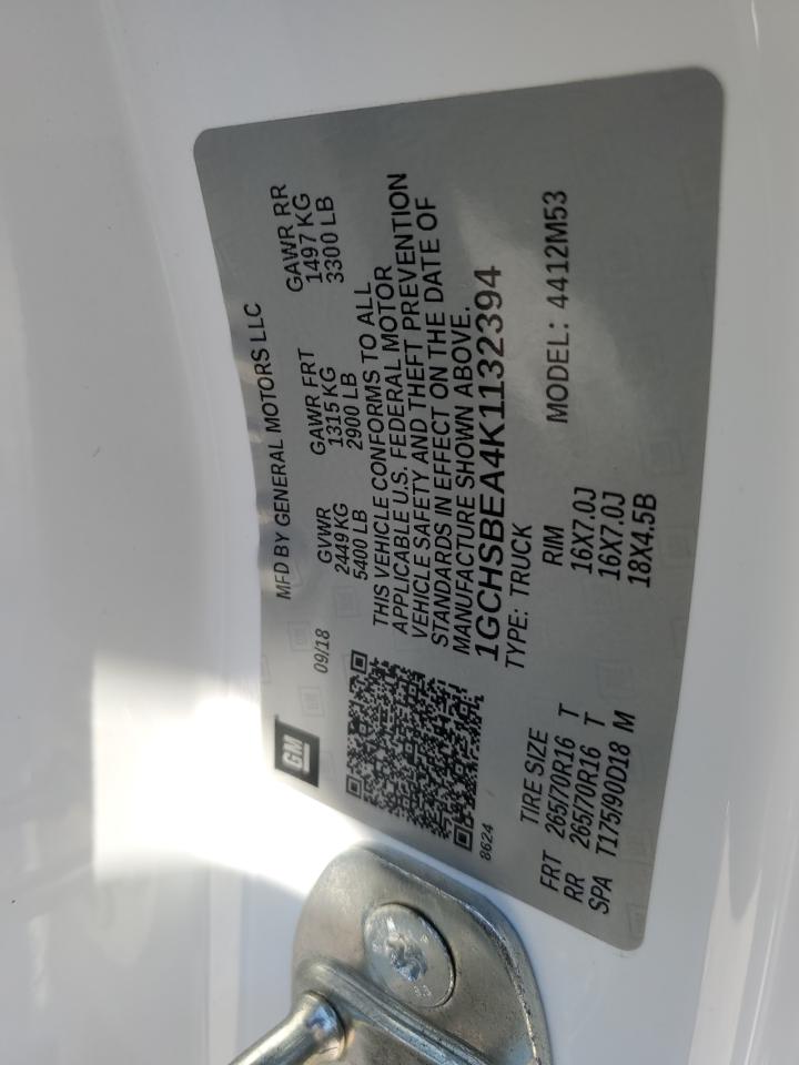 2019 Chevrolet Colorado VIN 1GCHSBEA4K1132394 Copart auction photo, front end damage thumbnail 12